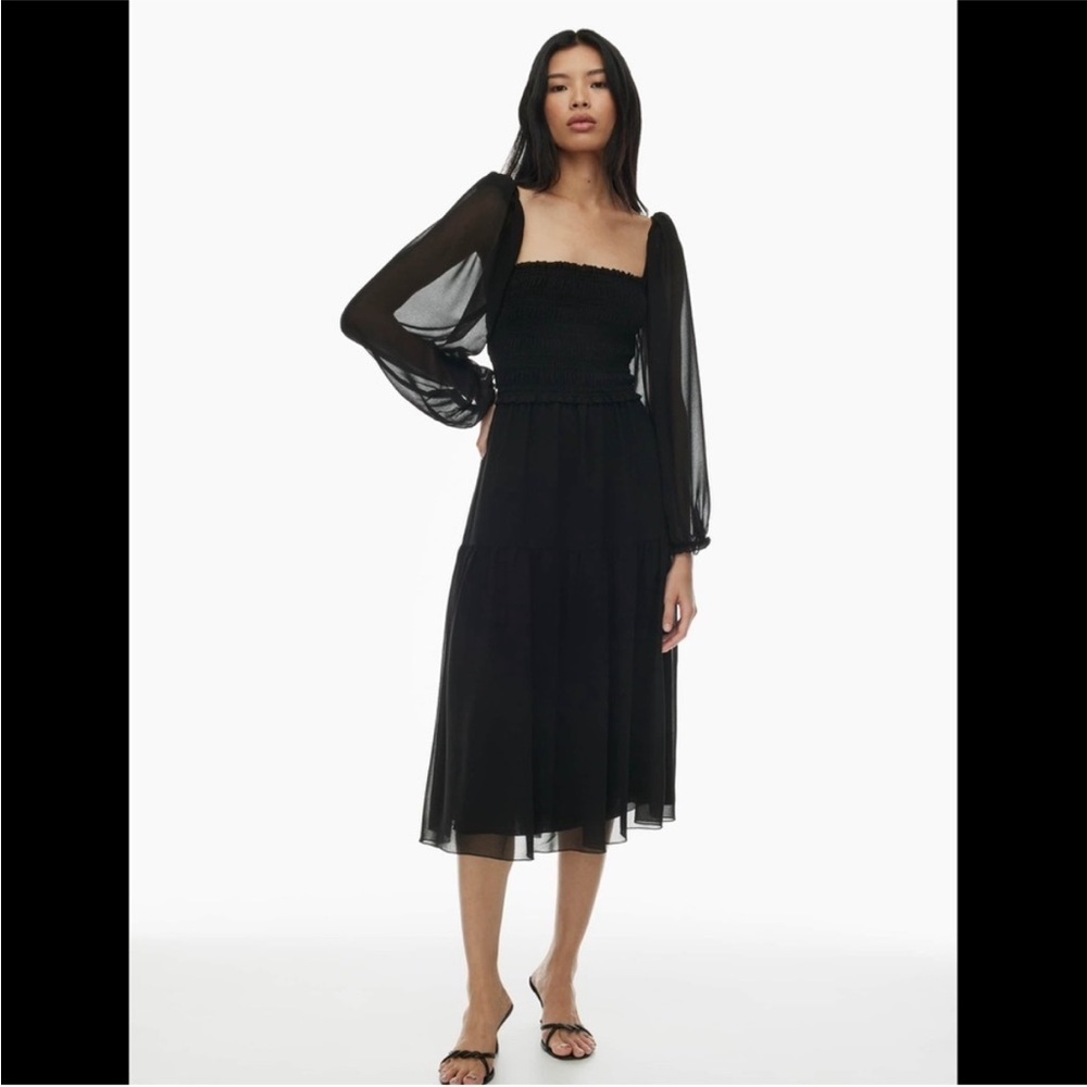 Aritzia Wilfred Nella Black Long Sleeve Midi Dress Size XS